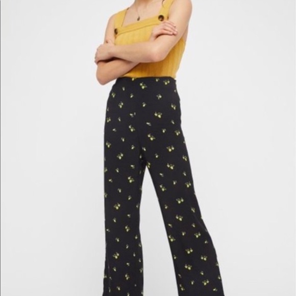 Free People size 6 Margot lemon printed pants - Picture 7 of 9